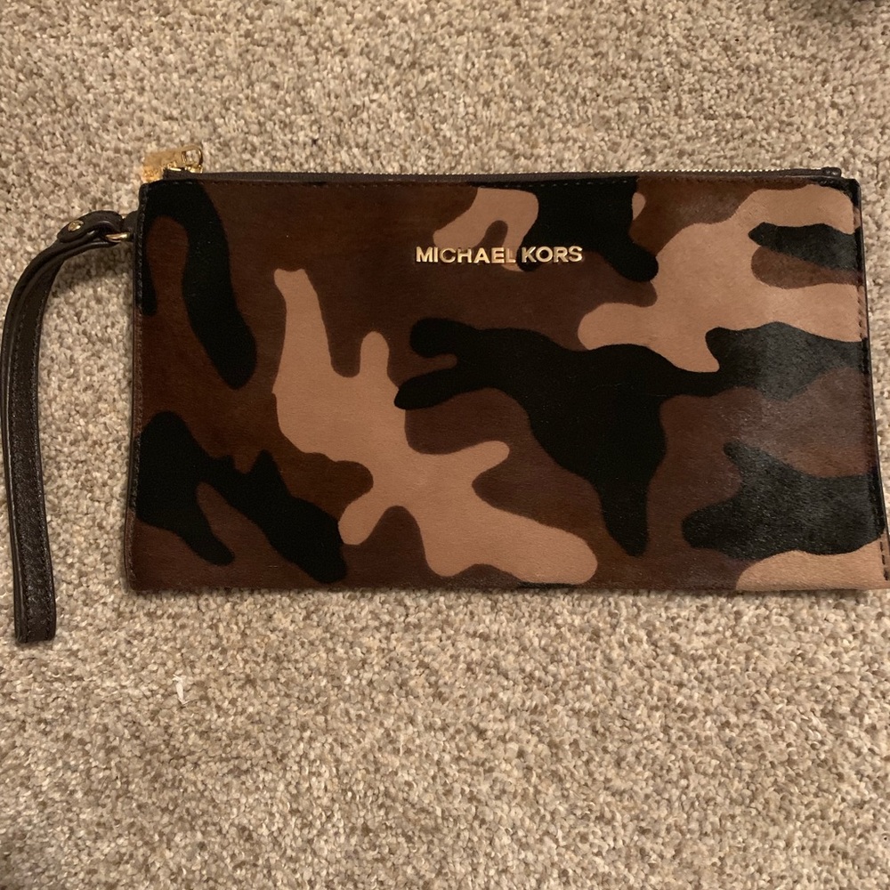 Michael Kors Cowhide Camo Wristlet